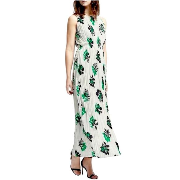 Banana Republic Maxi Dress Pleated Sleeveless Green Floral Women’s Size Small - Picture 1 of 13
